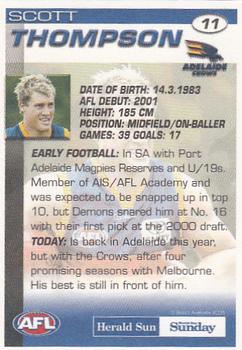 2005 Select Herald Sun AFL #11 Scott Thompson Back
